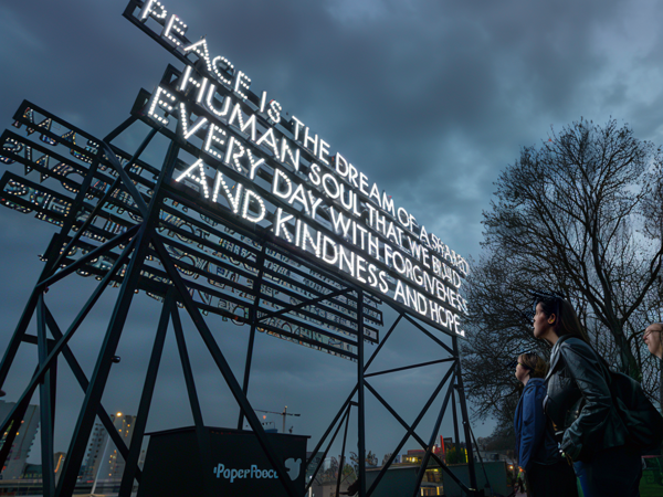 Thamesmead light festival message display