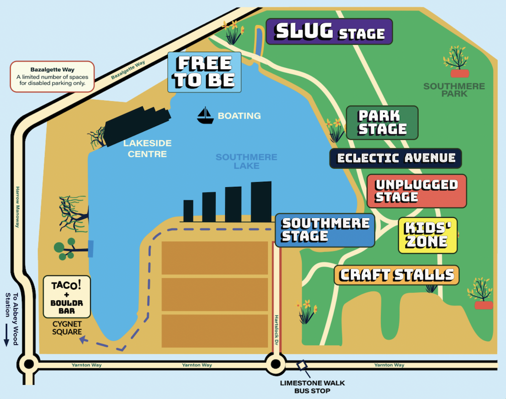 Thamesmead Festival site map